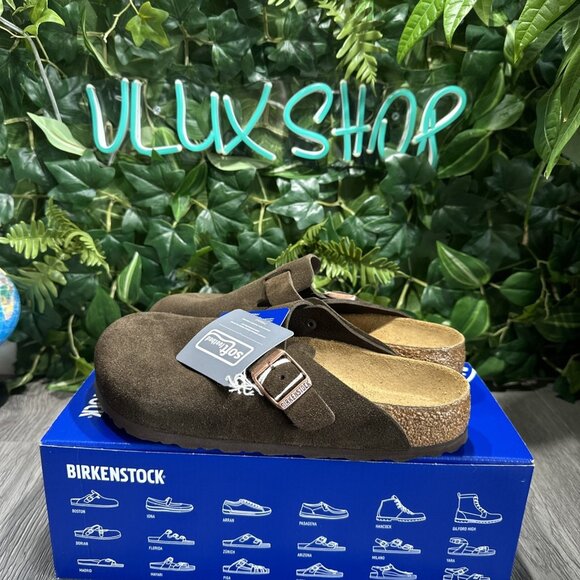 BIRKENSTOCK Boston Soft Footbed Suede Leather Unisex Women Size 7 Mocca - Picture 4 of 7